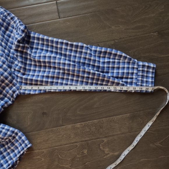 Lands' End Cotton Flannel Blue Plaid Button Down Shirt - Picture 11 of 11